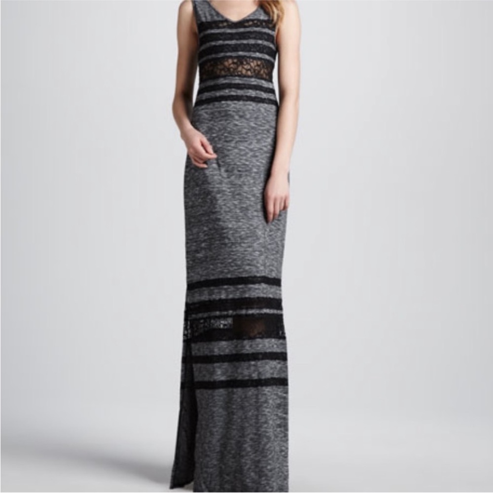 Free People Hazy Daze Lace-Stripe Maxi Dress Large